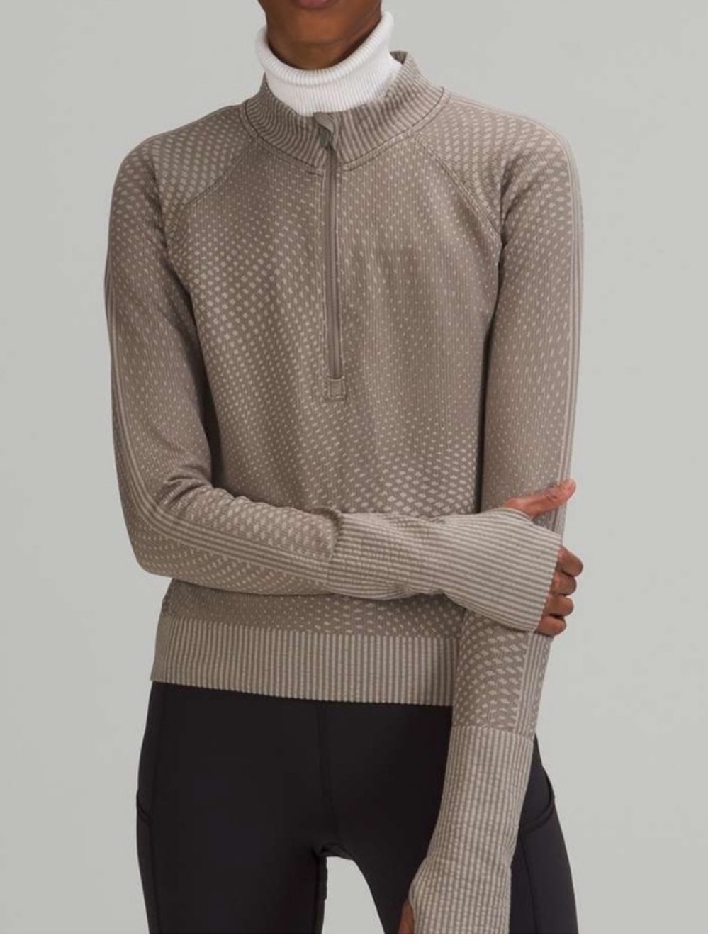 Lululemon Rest Less Cropped Half-Zip Grid Warp Rover / Raw size 6